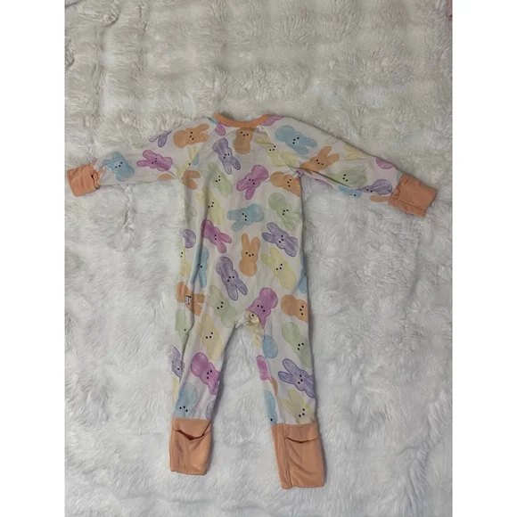 River Babe Threads Bamboo Bunny Zipper Sleeper Pajamas 3–6 Months Easter Spring - Picture 2 of 3
